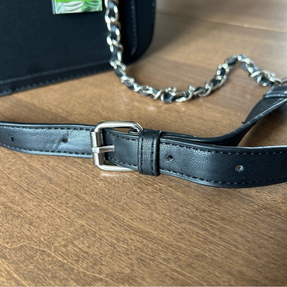 Badgley Mischka Black Denim Diamond Quilted Crossbody Bag Purse Faux Pearls NWT - Picture 10 of 14